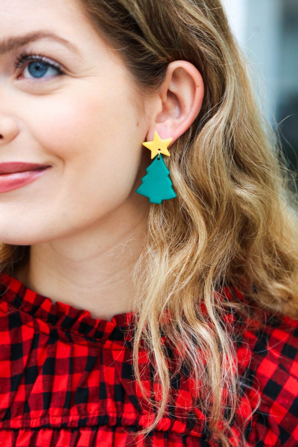 Christmas Tree Clay Dangle Earrings