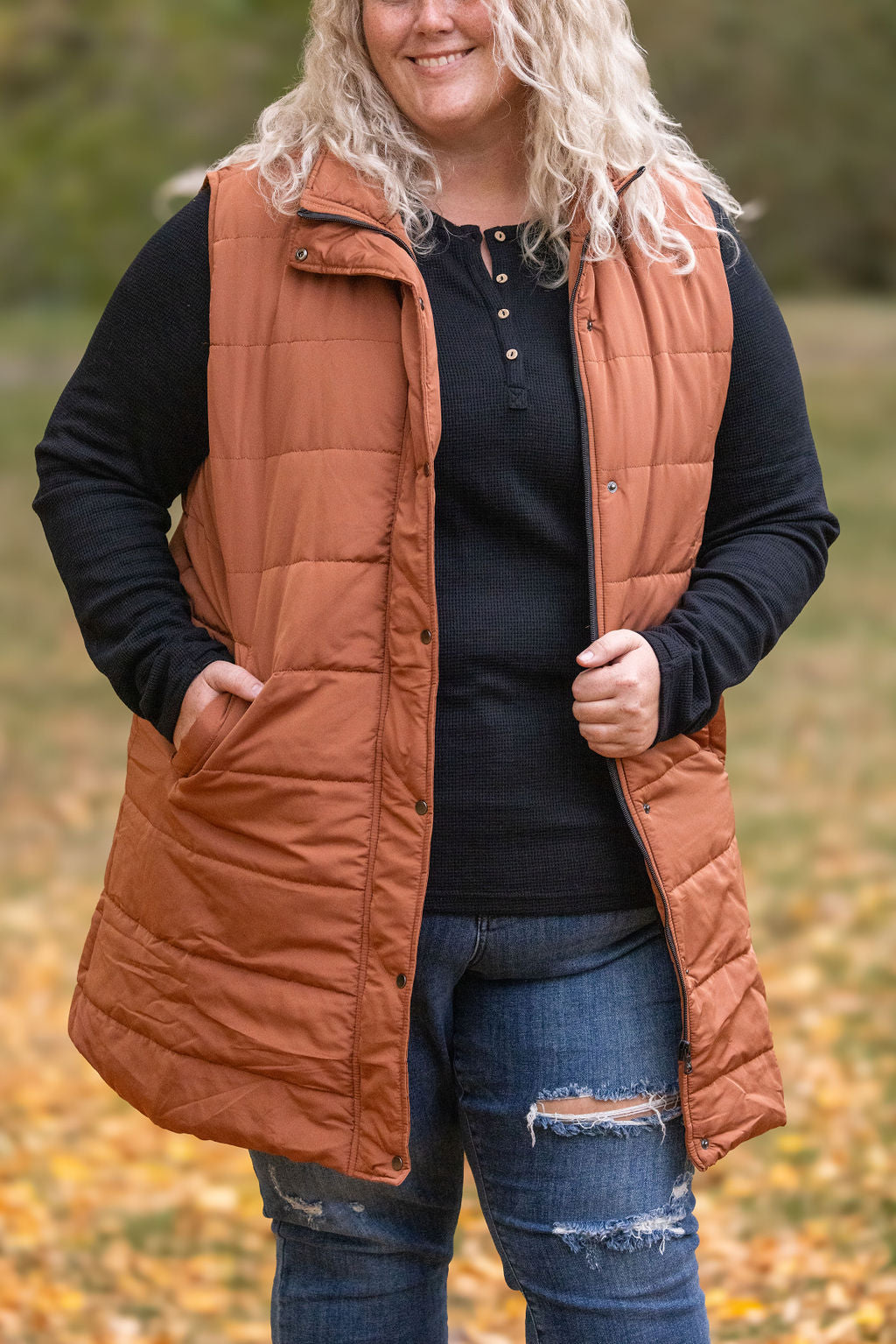 Harlow Long Vest - Cinnamon