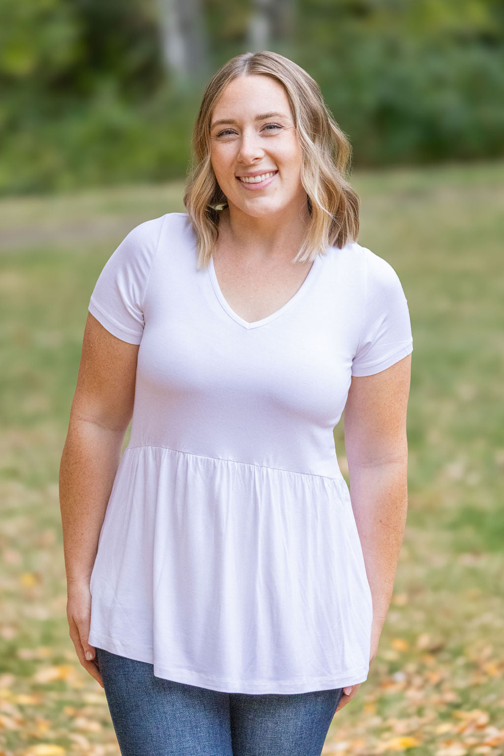 IN STOCK Sarah Ruffle Short Sleeve - White | Women's Top