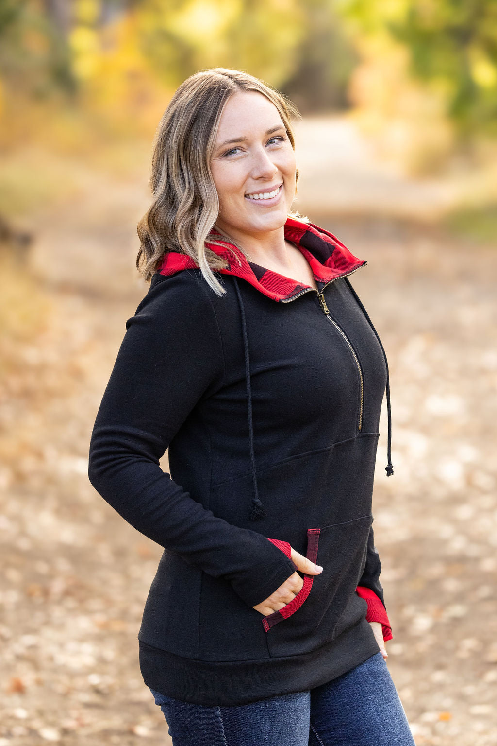 Avery Accent HalfZip Hoodie - Buffalo Plaid