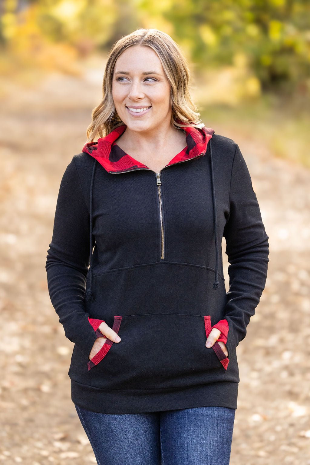 Avery Accent HalfZip Hoodie - Buffalo Plaid