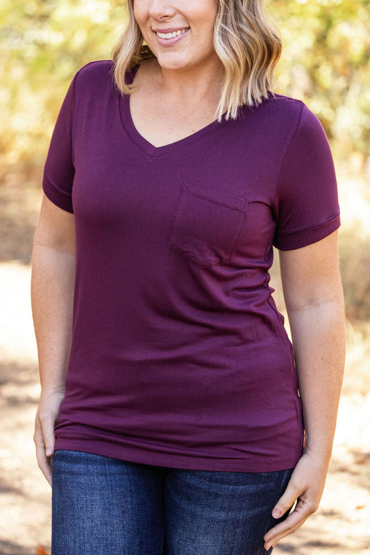 IN STOCK Sophie Pocket Tee - Burgundy | Women's Short Sleeve FINAL SALE