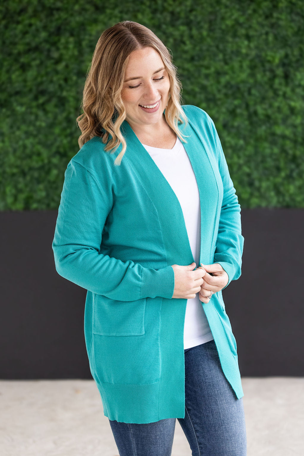 IN STOCK High Pocket Cardigan - Teal FINAL SALE