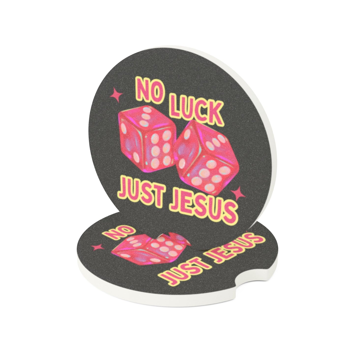 No Luck Just Jesus Soapstone Car Coaster