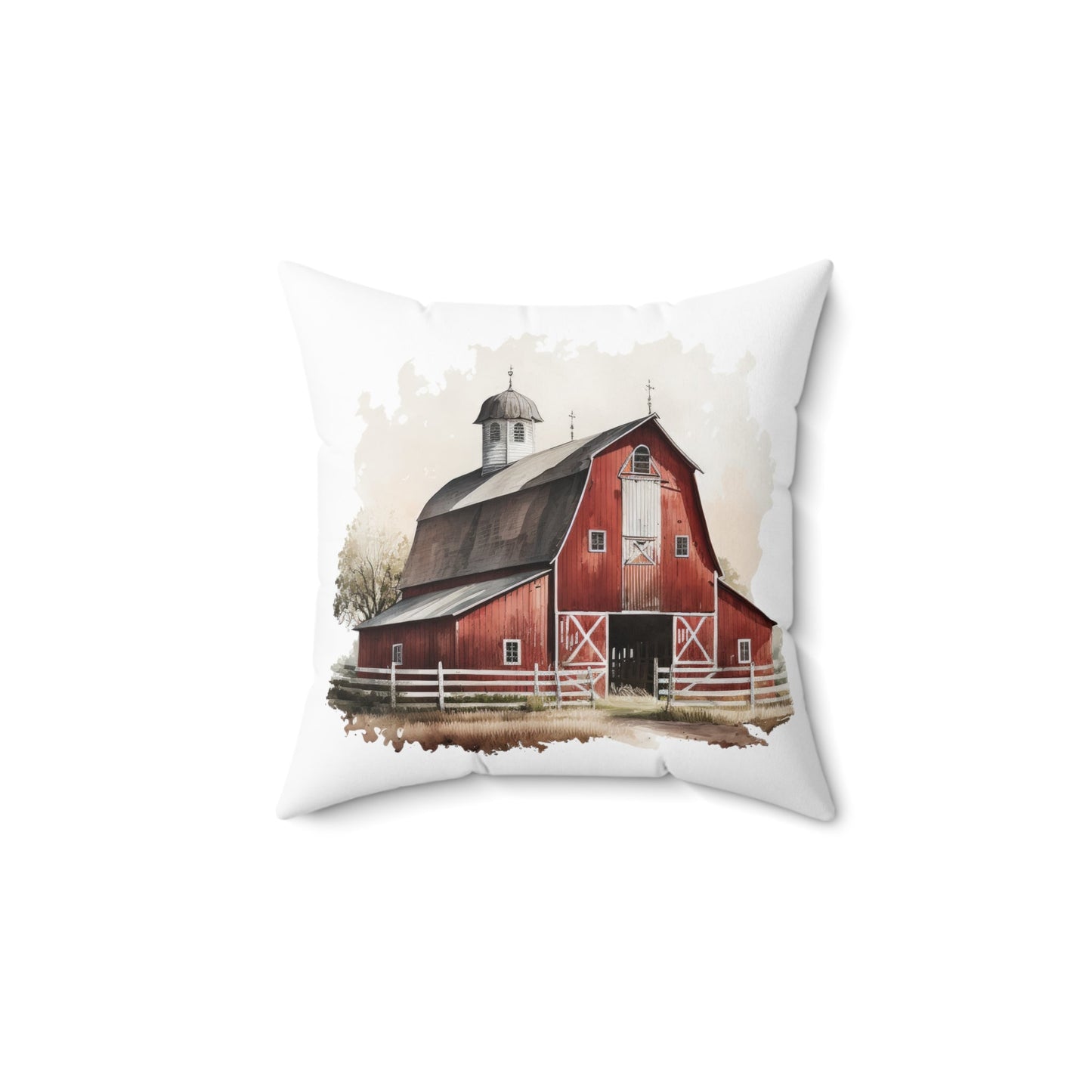 Red Barn Spun Polyester Square Pillow