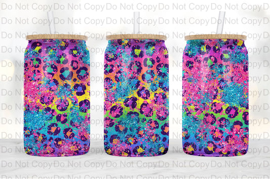 Leopard Glitter Glass Tumbler