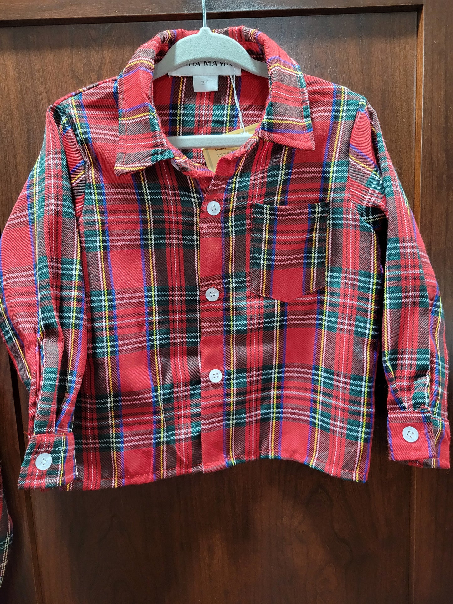 Christmas Red Tartan Plaid Button Up Shirt - Boy's Infant