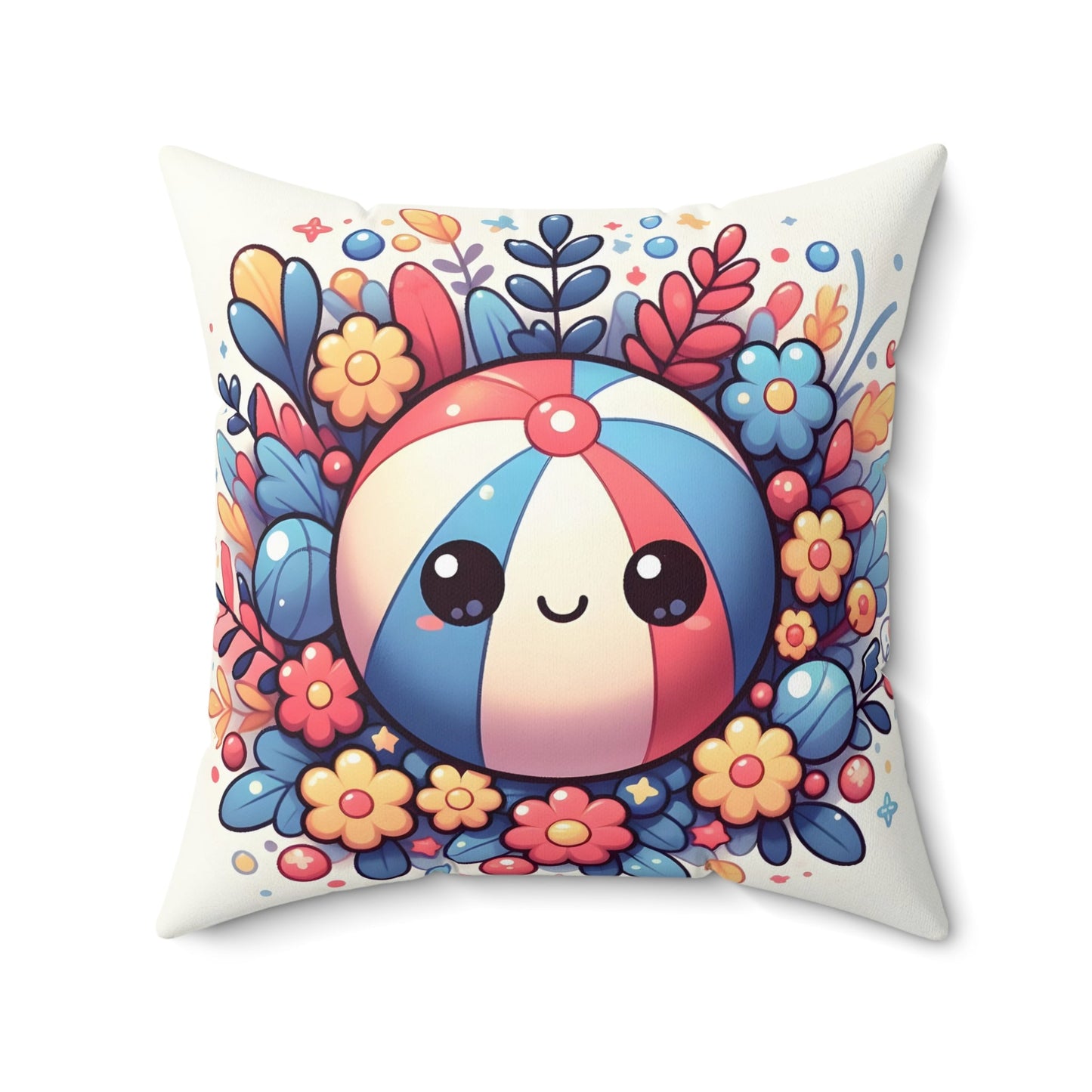 Cutie Beach Ball Spun Polyester Square Pillow