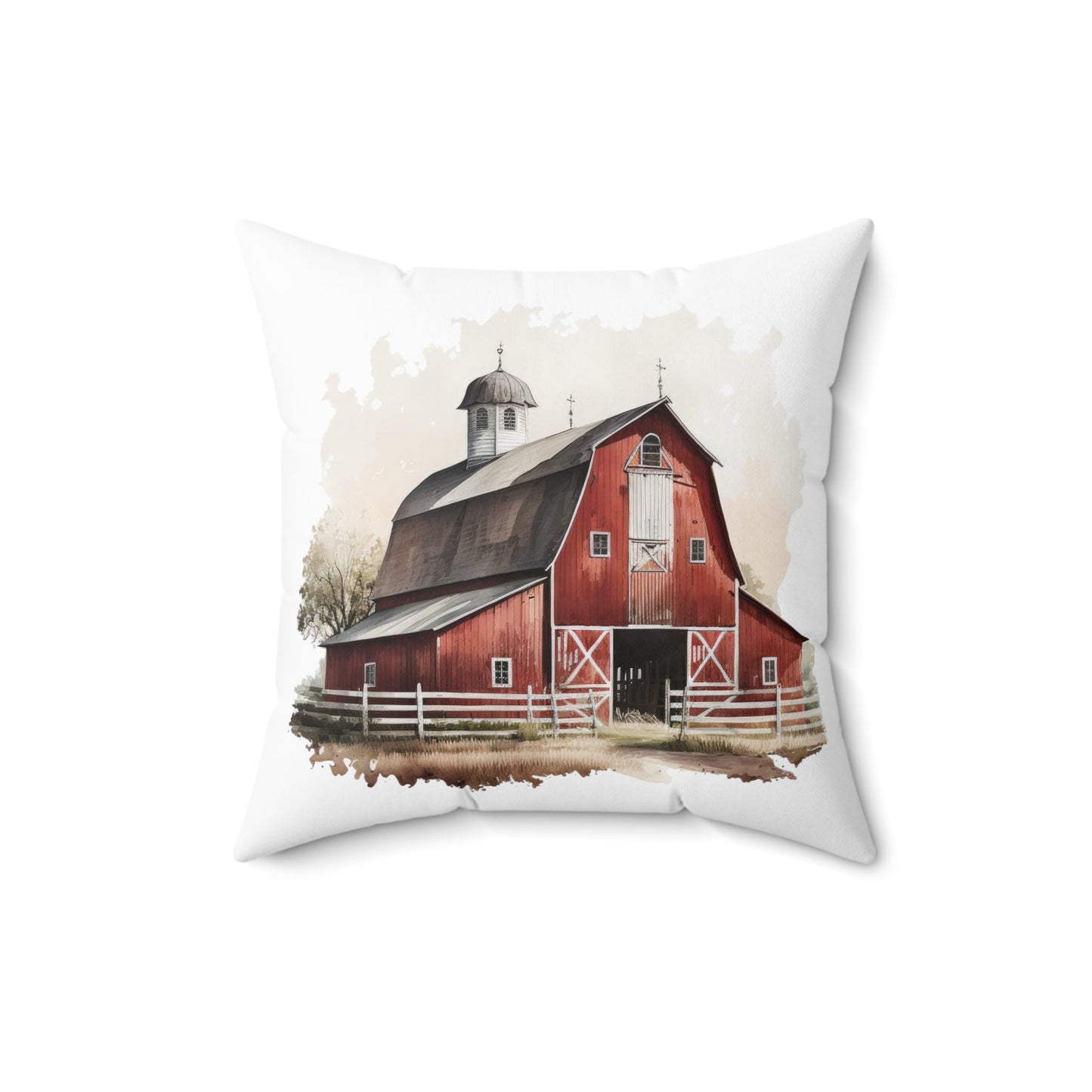 Red Barn Spun Polyester Square Pillow