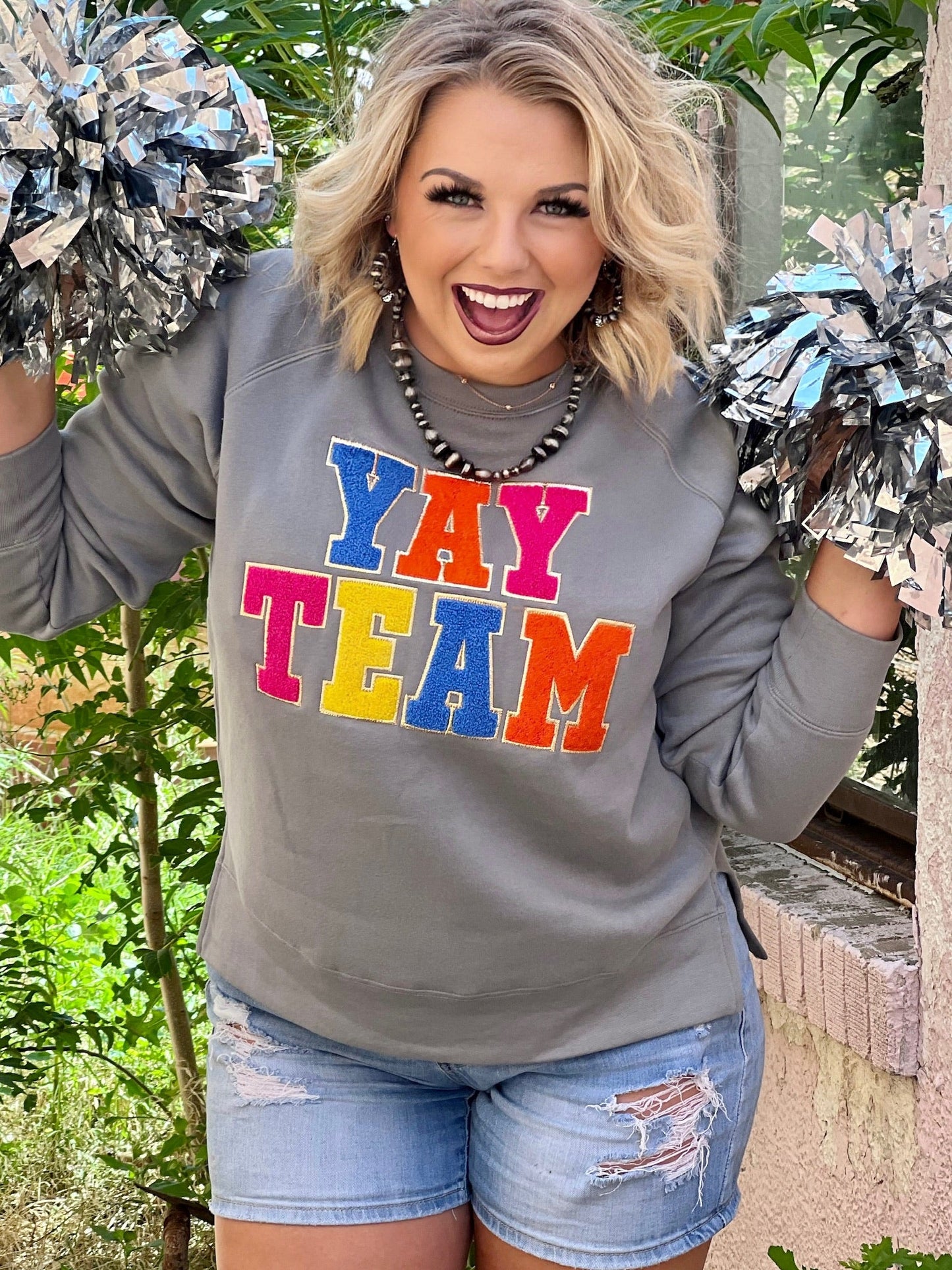 Yay Team Chenille Applique Sweatshirt