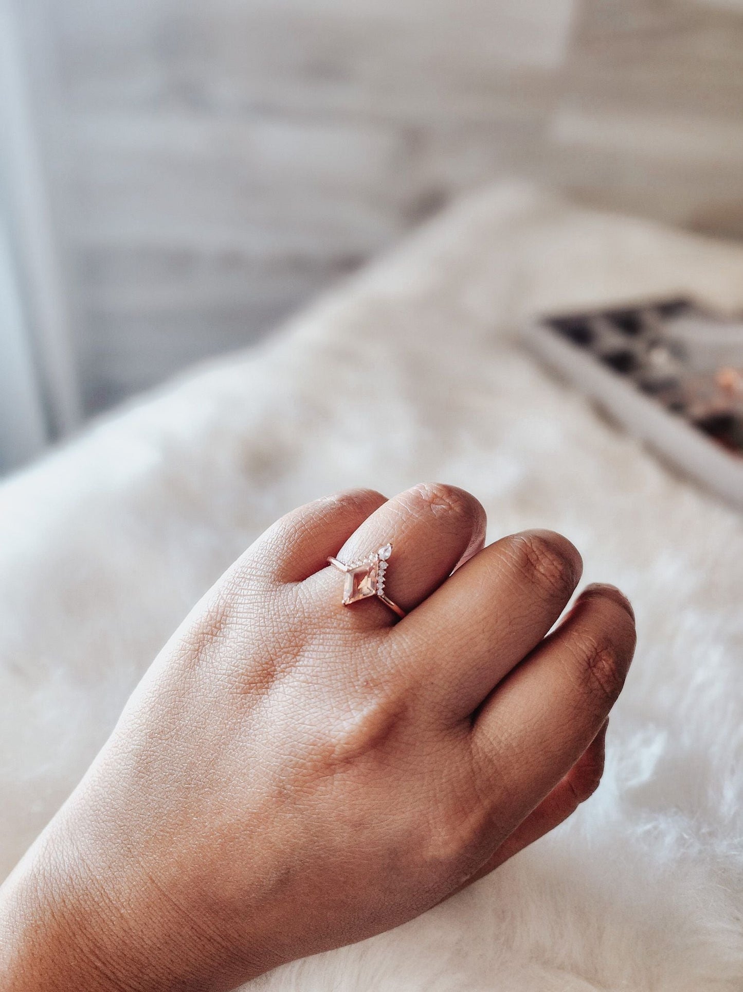 Nina Champagne Morganite Rose Gold Ring