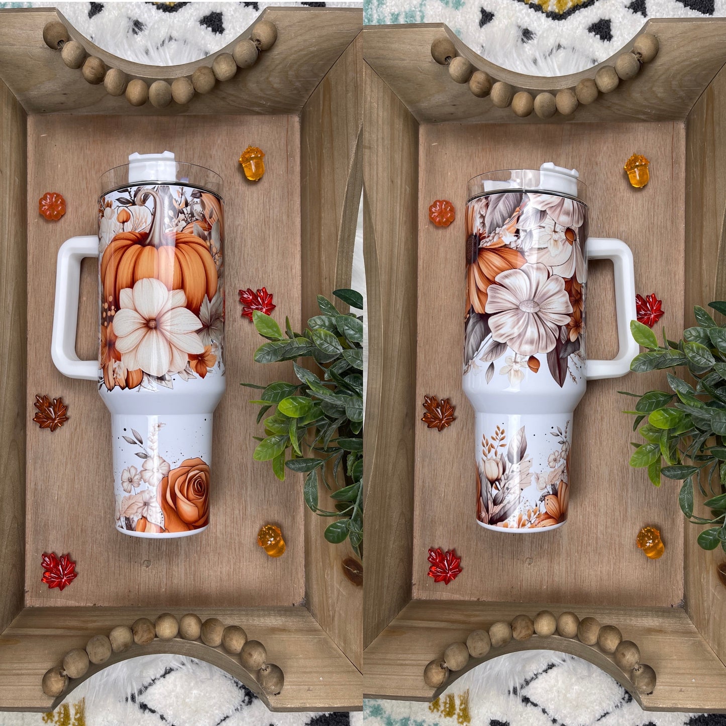 Pumpkin floral fall tumbler