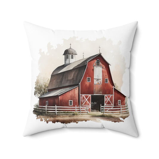 Red Barn Spun Polyester Square Pillow