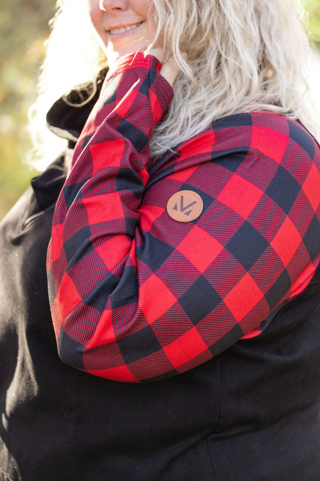 Zoey ZipCowl - Black and Buffalo Plaid