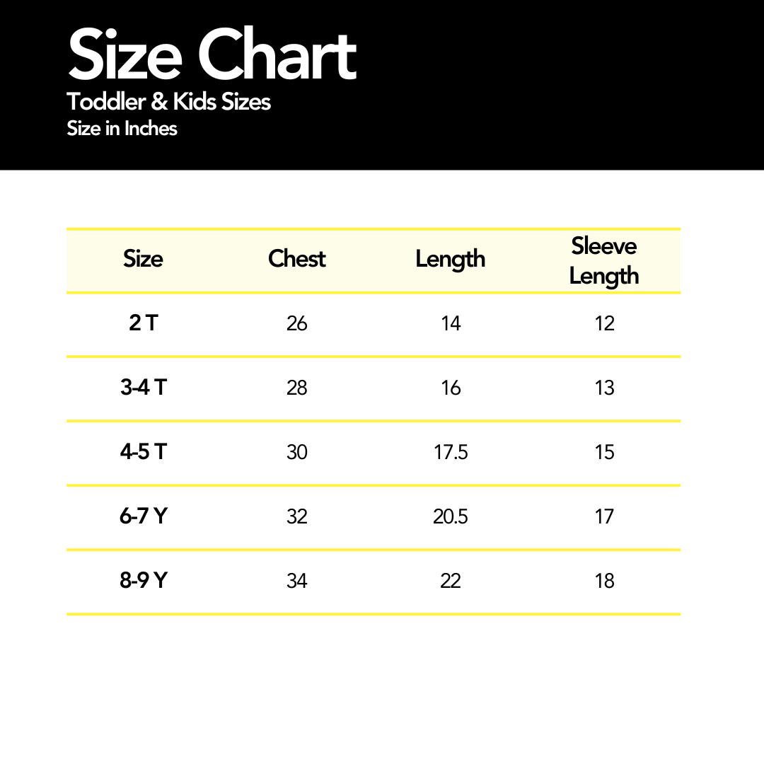 Toddler and kids sizes