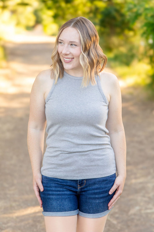 Tara Ribbed Tank - Grey | Women's Tank Top