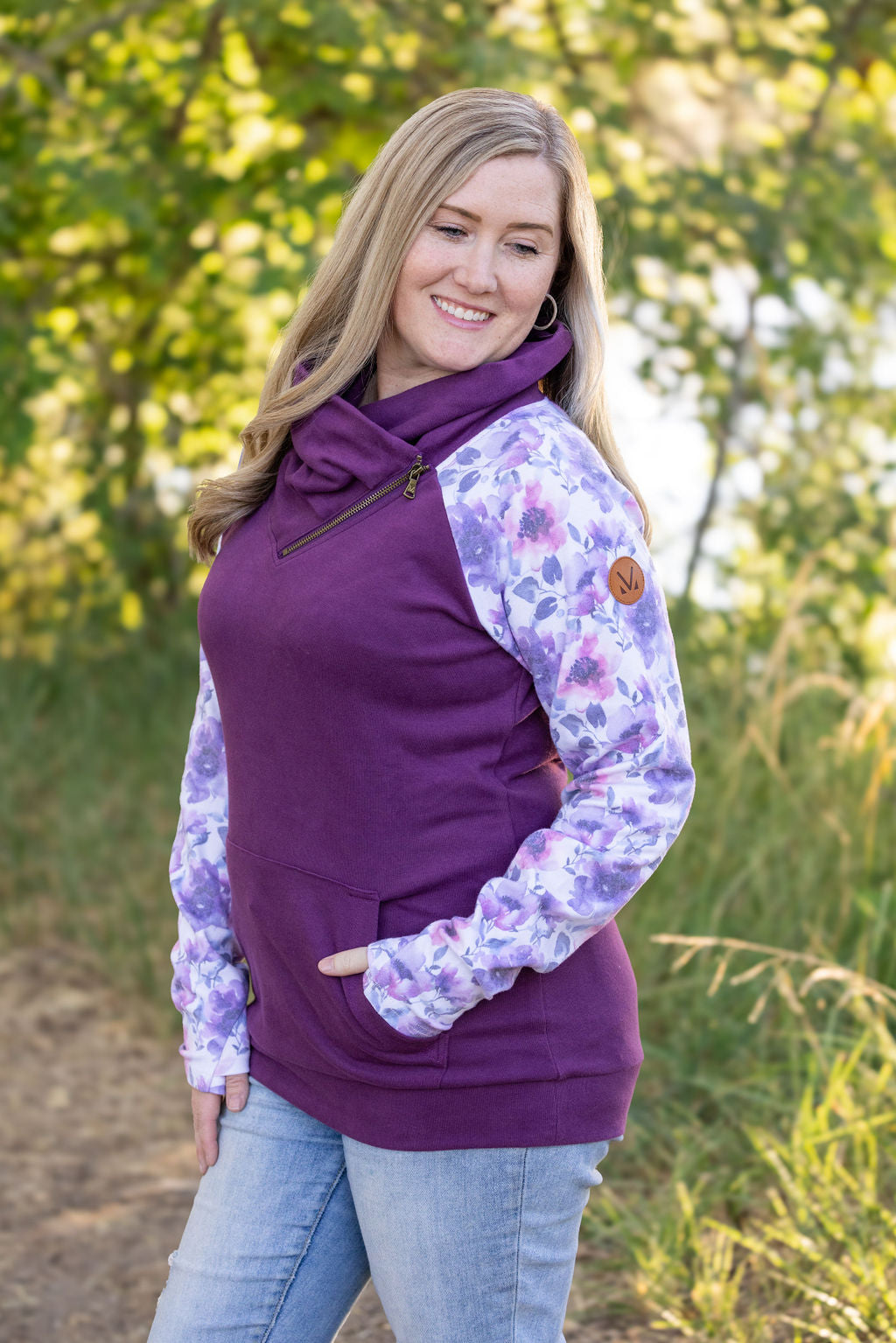 Zoey ZipCowl - Plum and Purple Floral