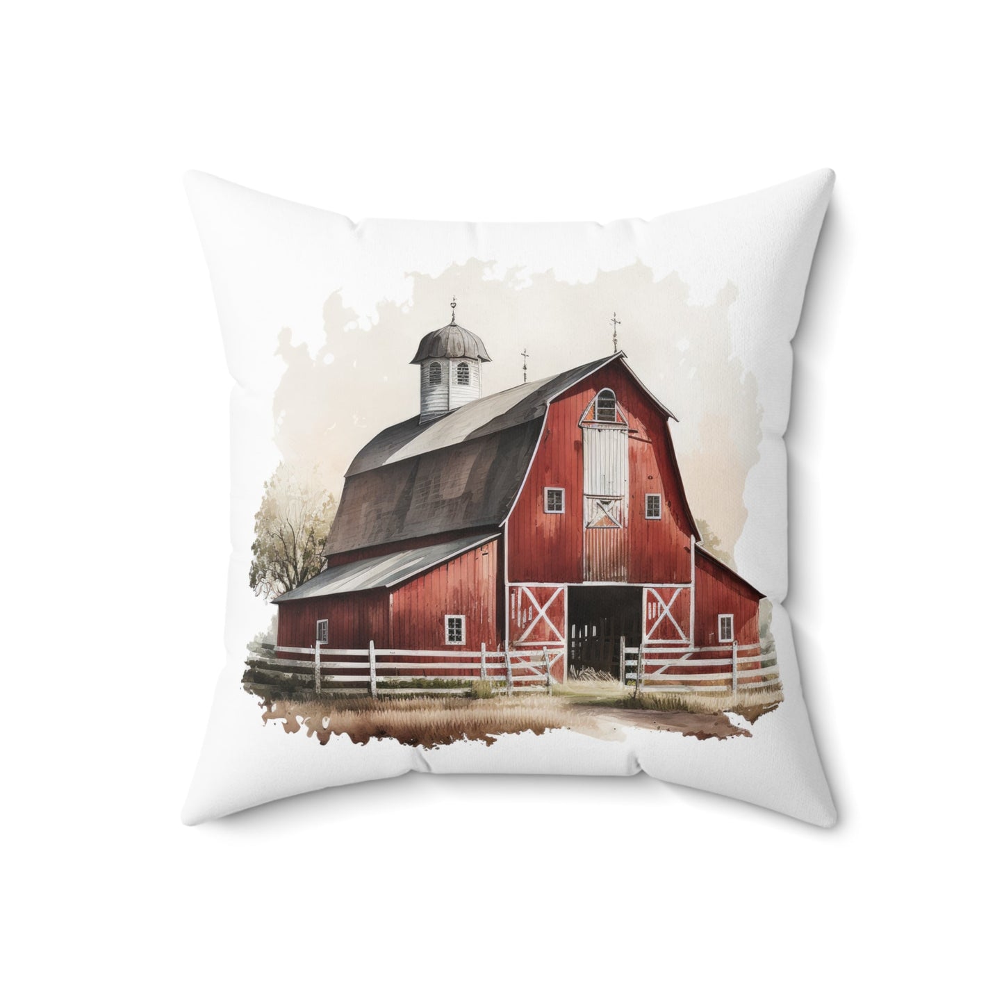 Red Barn Spun Polyester Square Pillow