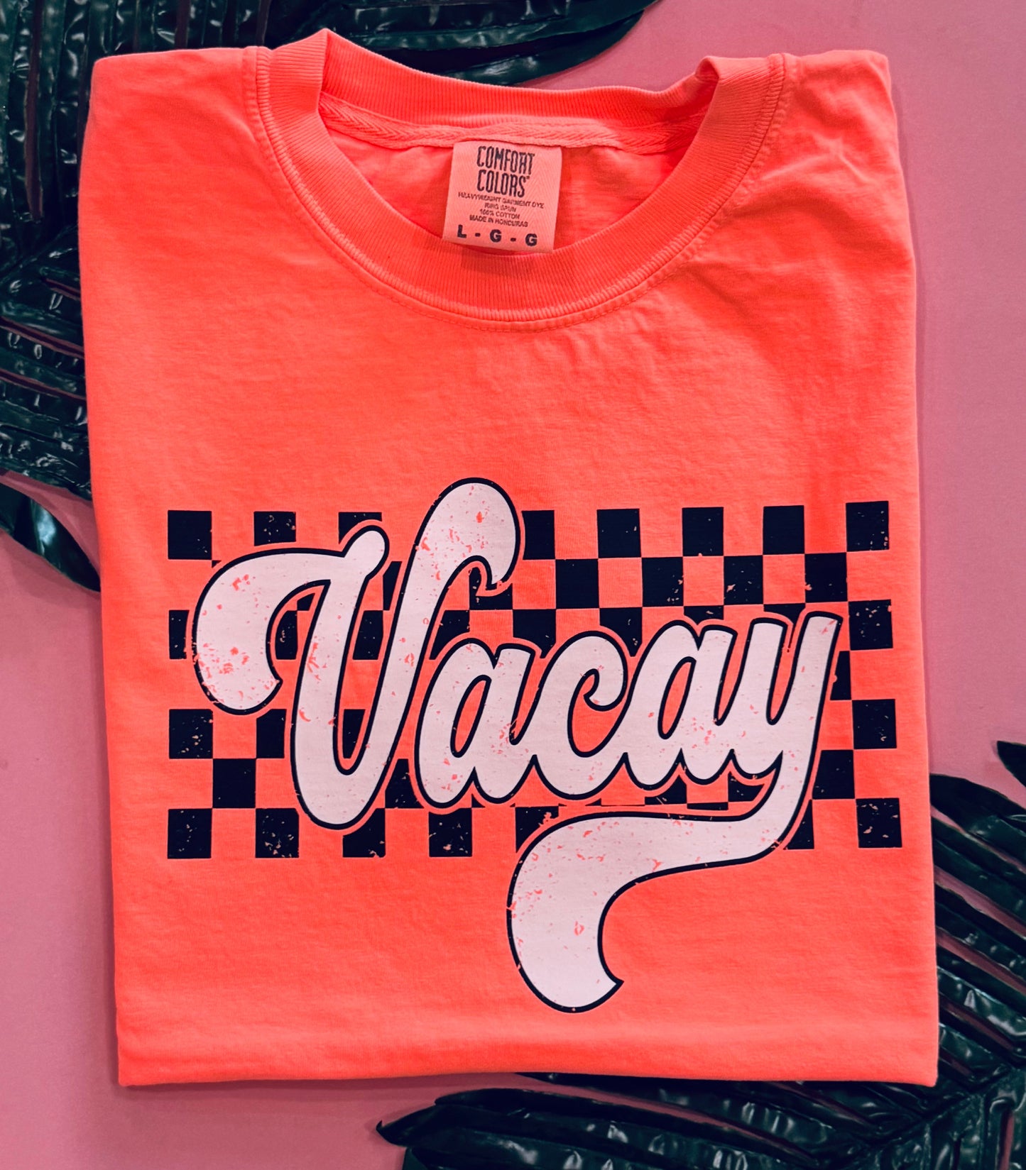 Neon Checkered Vacay Pick Your Color Tee