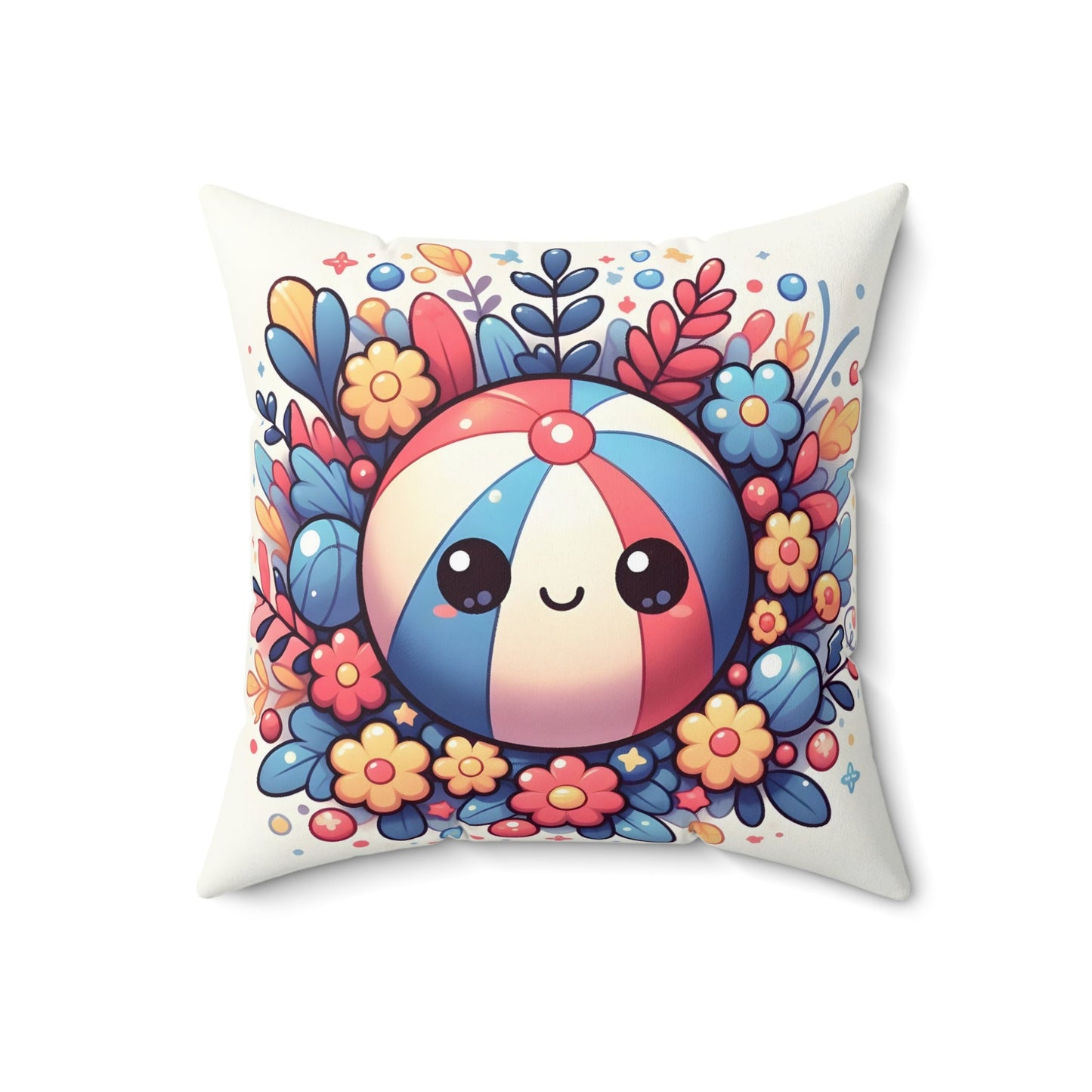 Cutie Beach Ball Spun Polyester Square Pillow