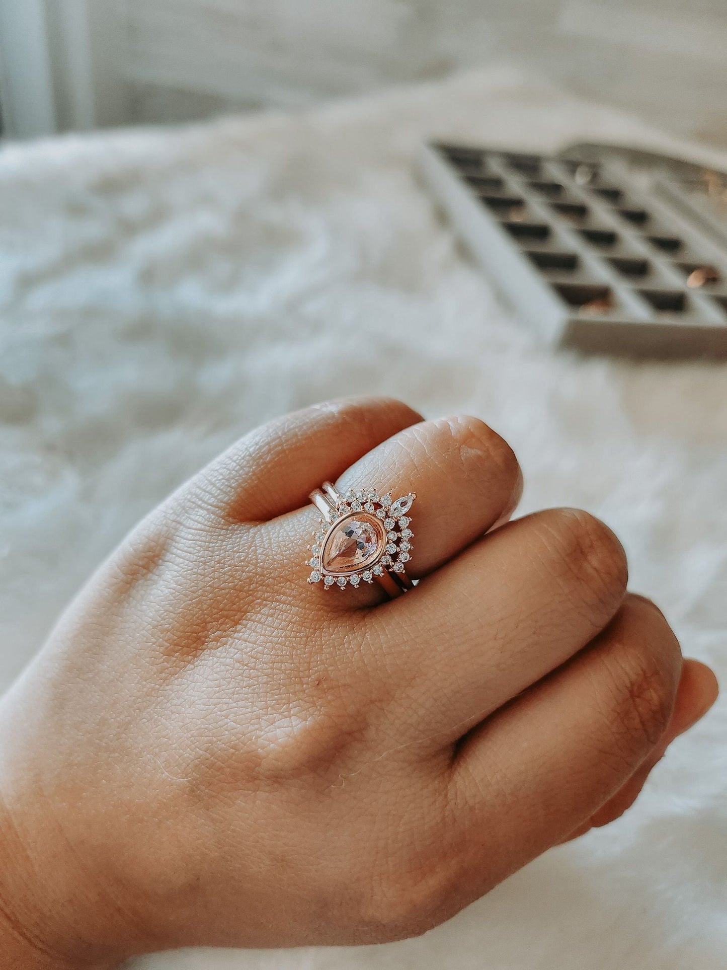 Jordyn Morganite Rose Gold Ring Set