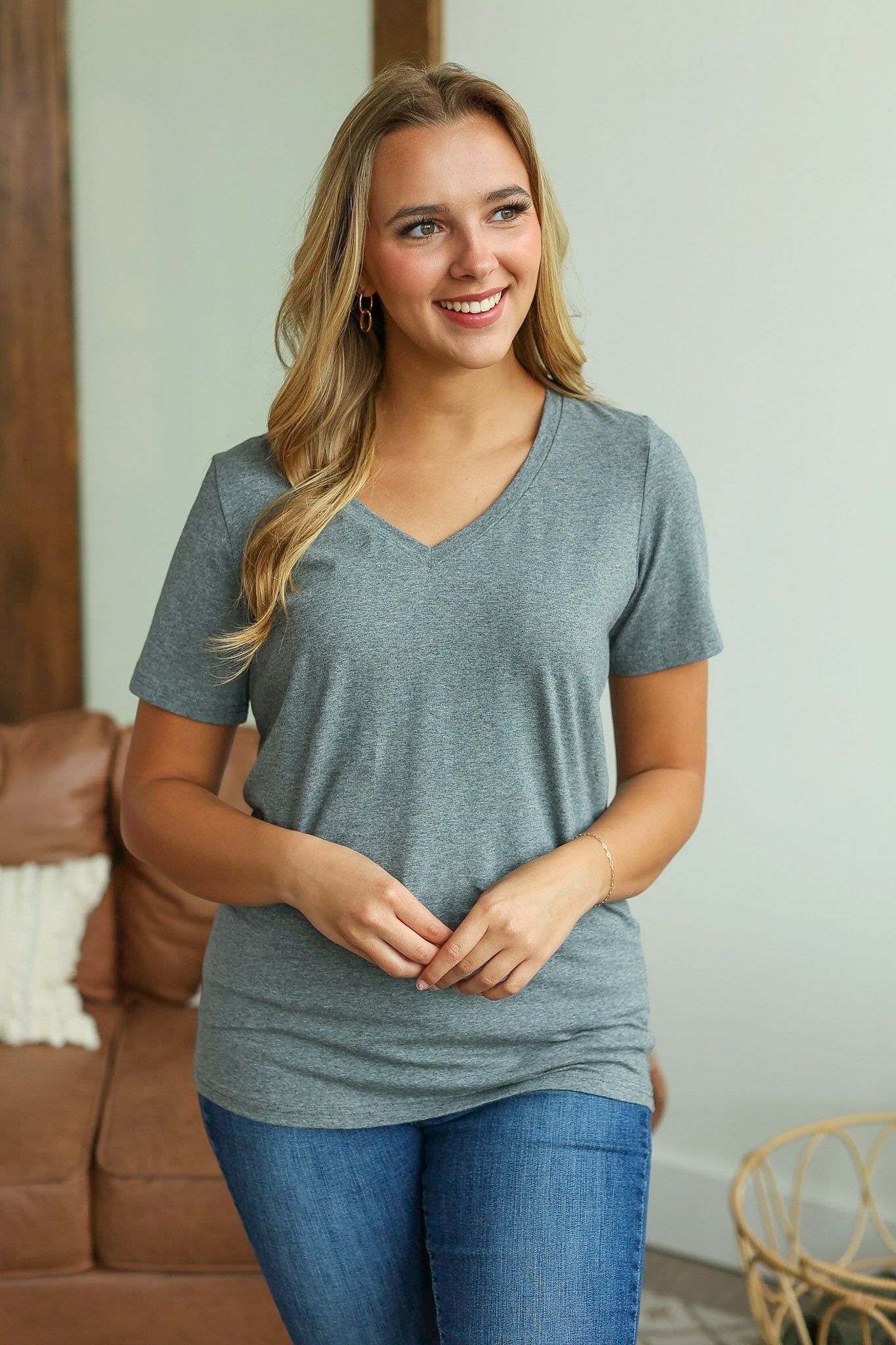 IN STOCK Olivia Tee - Charcoal | Women's Short Sleeve FINAL SALE