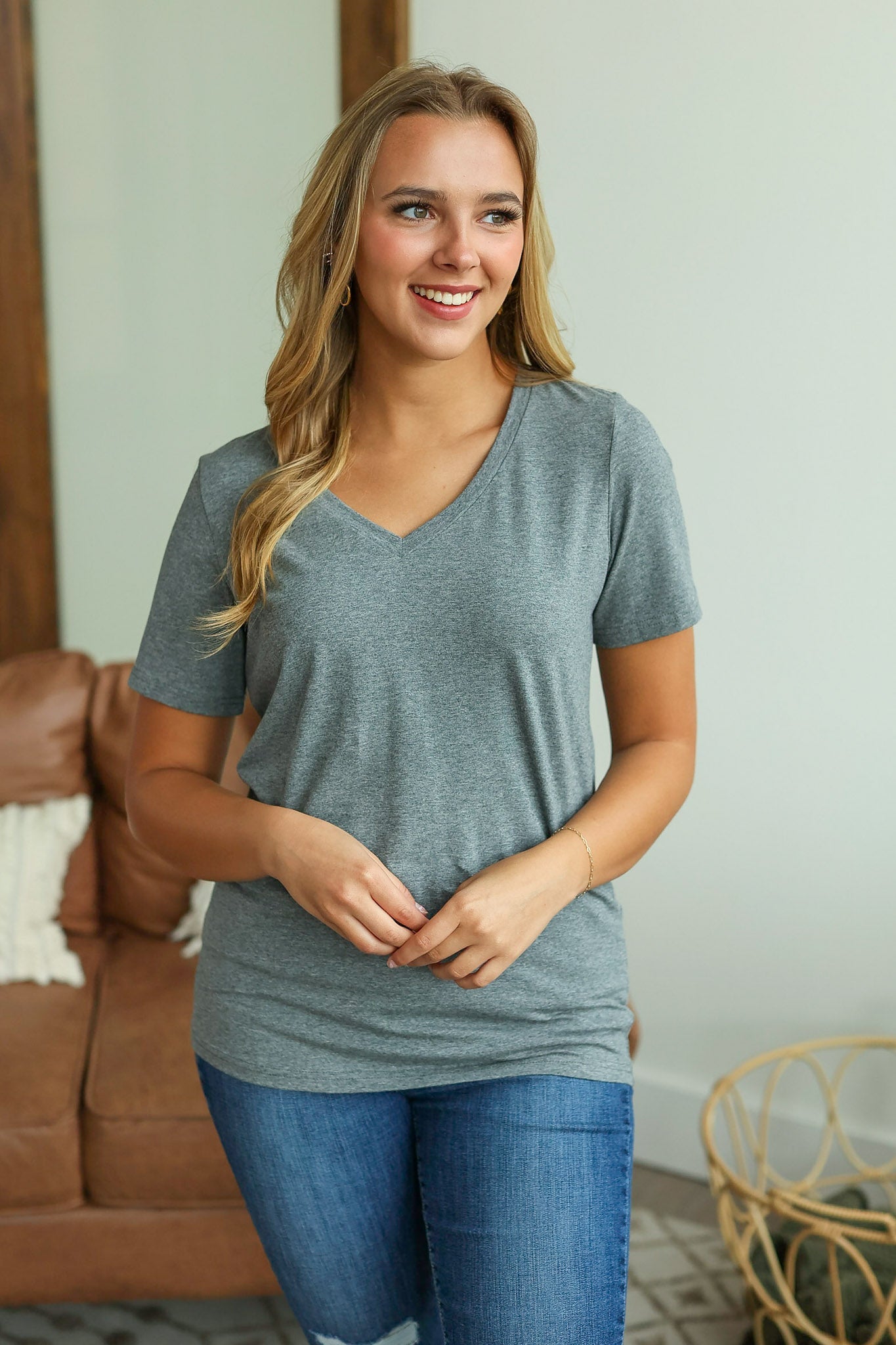 IN STOCK Olivia Tee - Charcoal | Women's Short Sleeve FINAL SALE