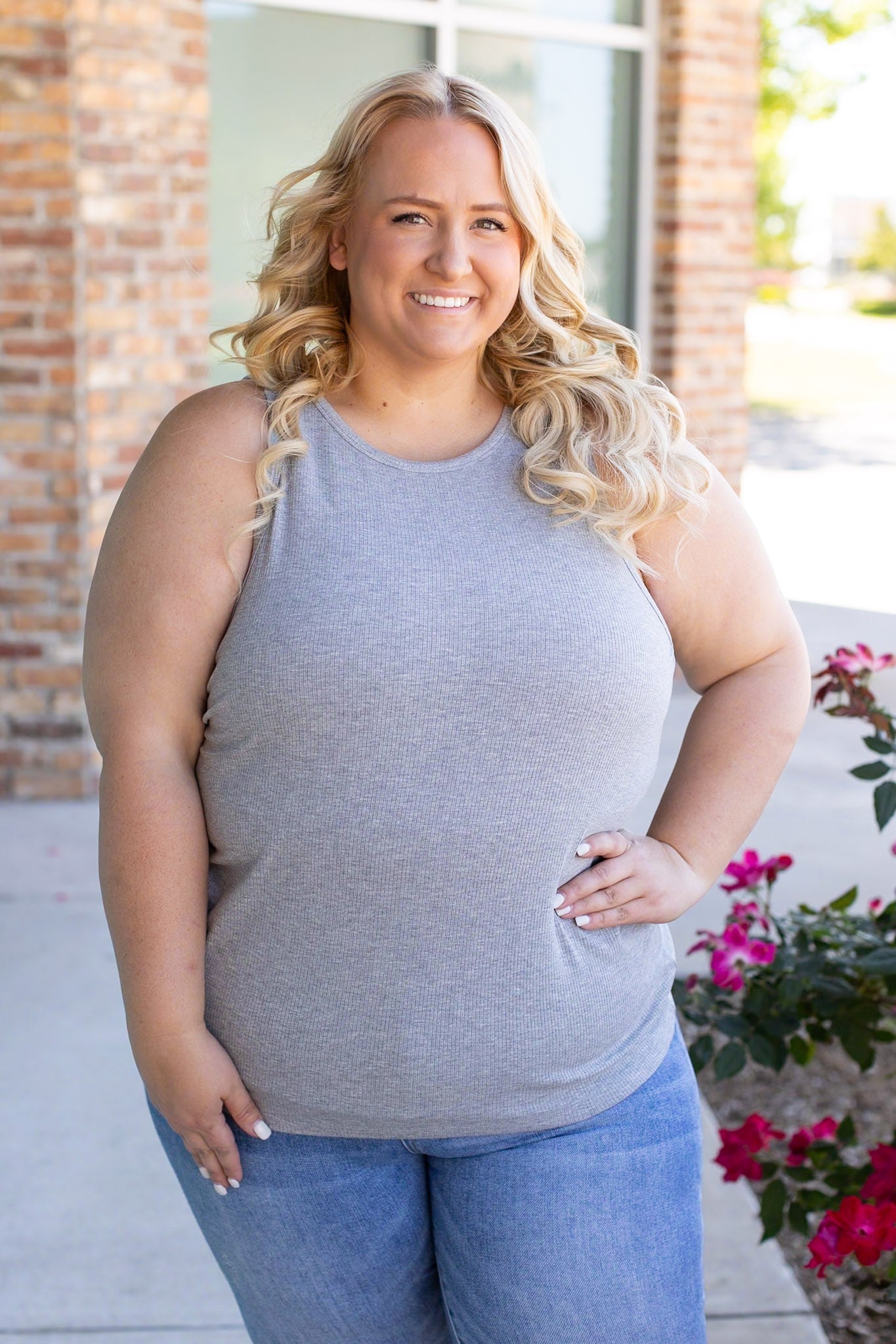 IN STOCK Tara Ribbed Tank - Grey | Women's Tank Top