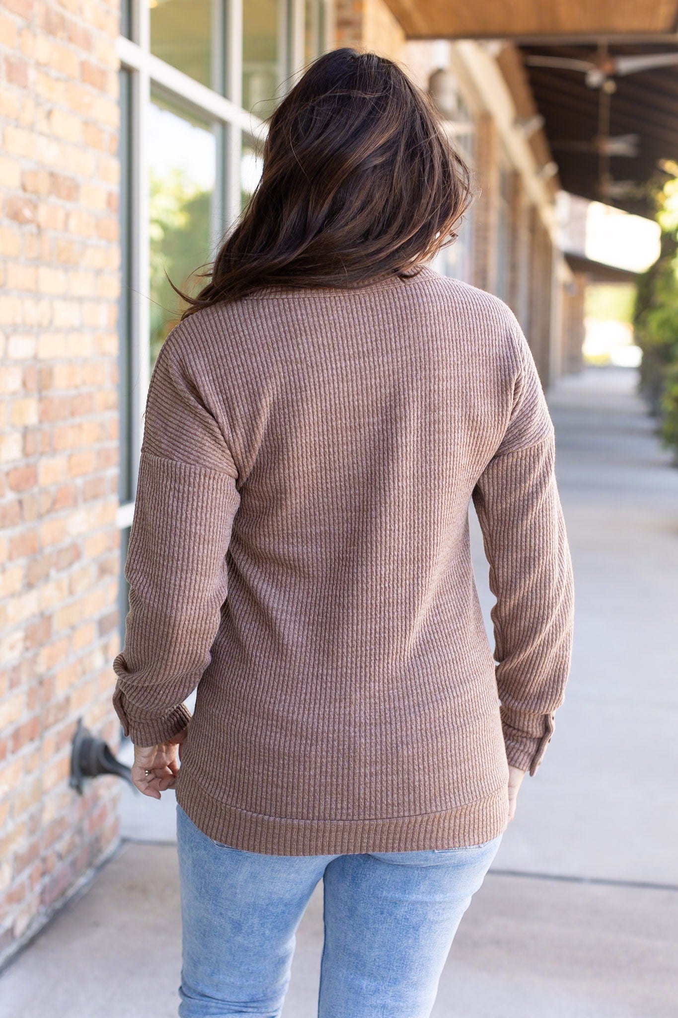 IN STOCK Brittney Button Sweater - Mocha FINAL SALE