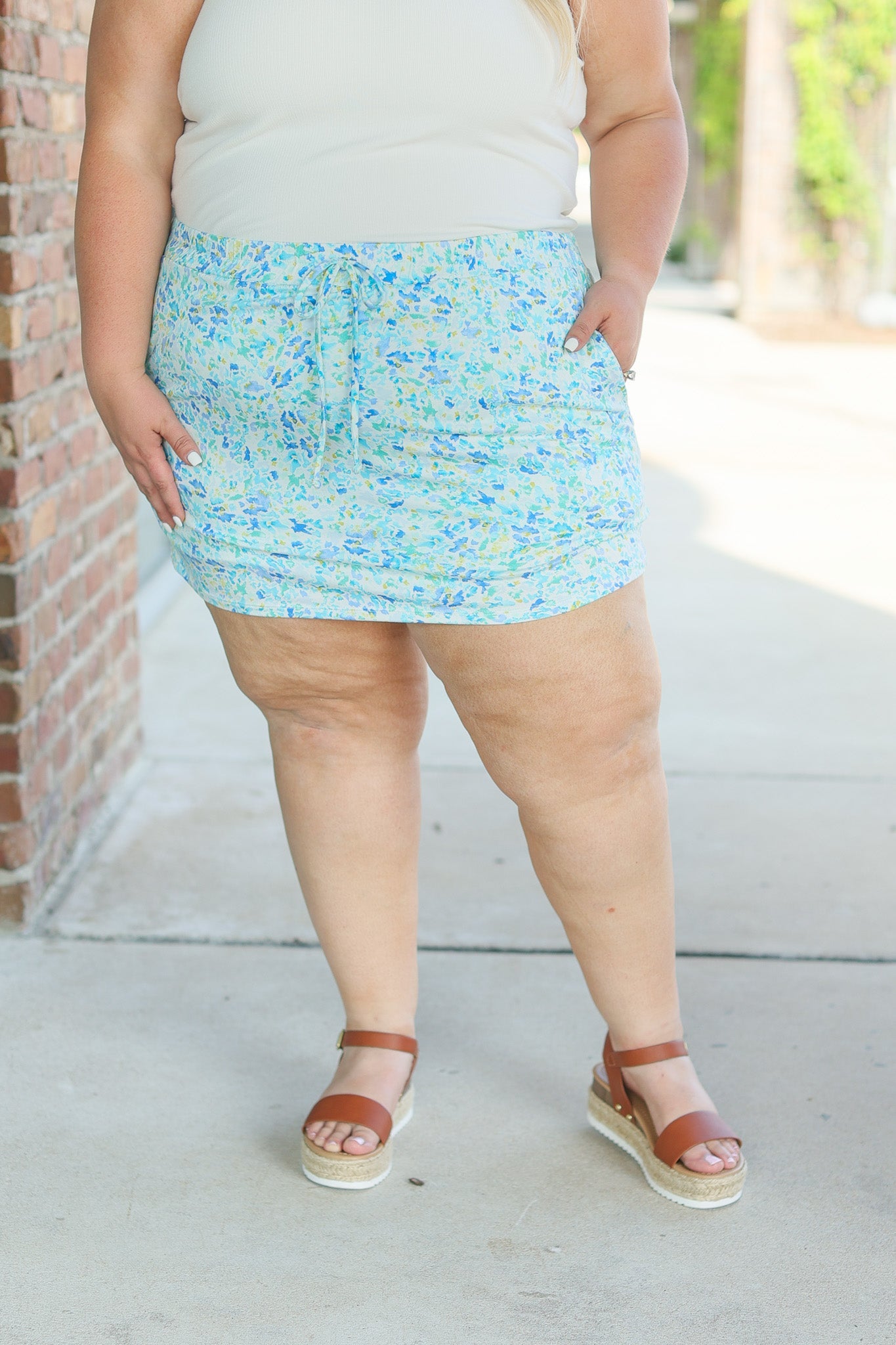 IN STOCK Sienna Skort - Aqua Micro Floral