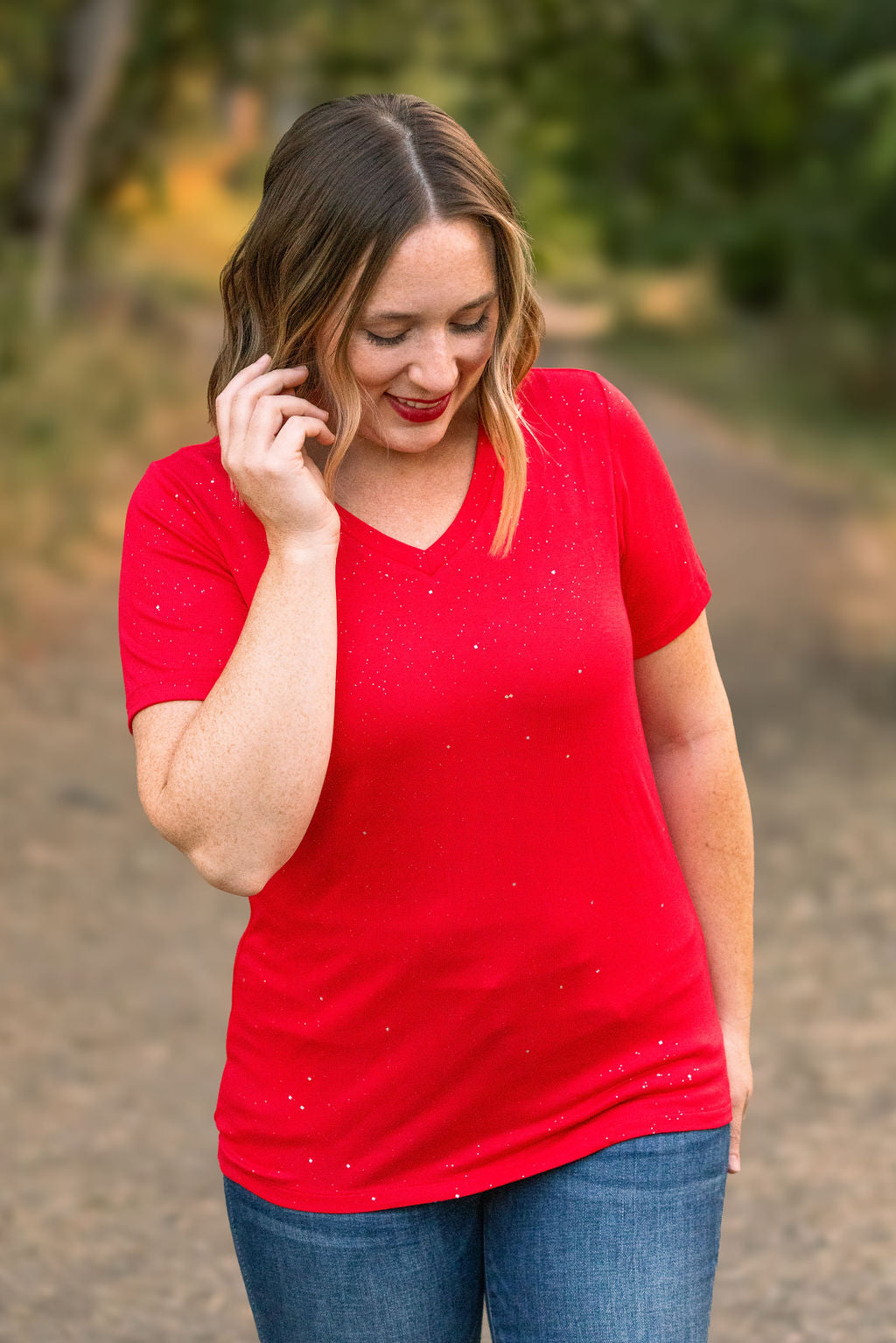 Olivia Tee - Red Sparkle