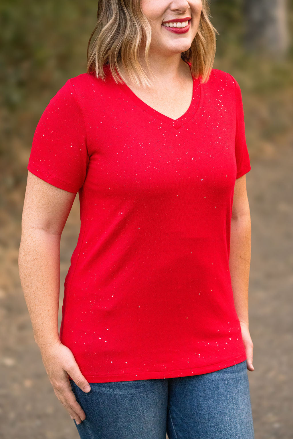 Olivia Tee - Red Sparkle