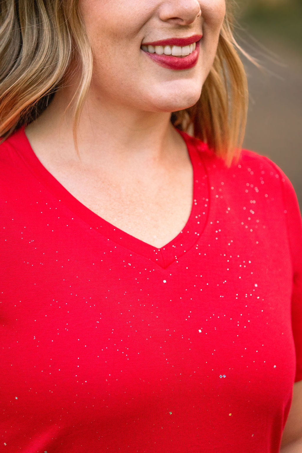 Olivia Tee - Red Sparkle