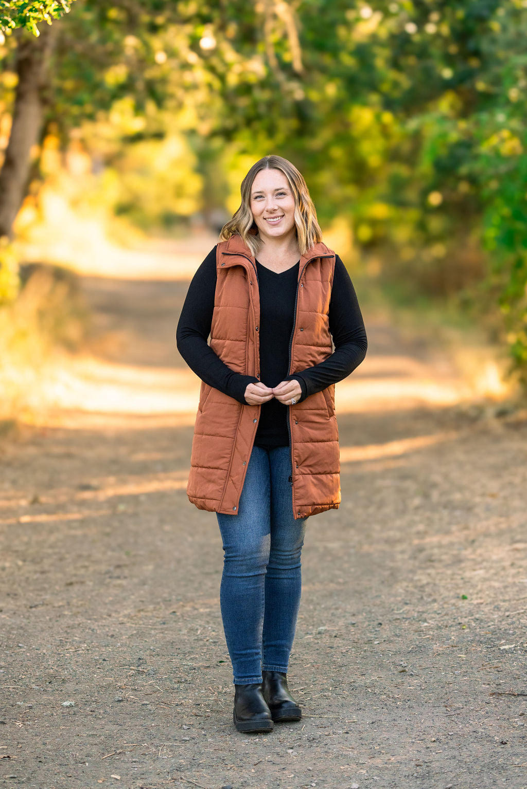 Harlow Long Vest - Cinnamon