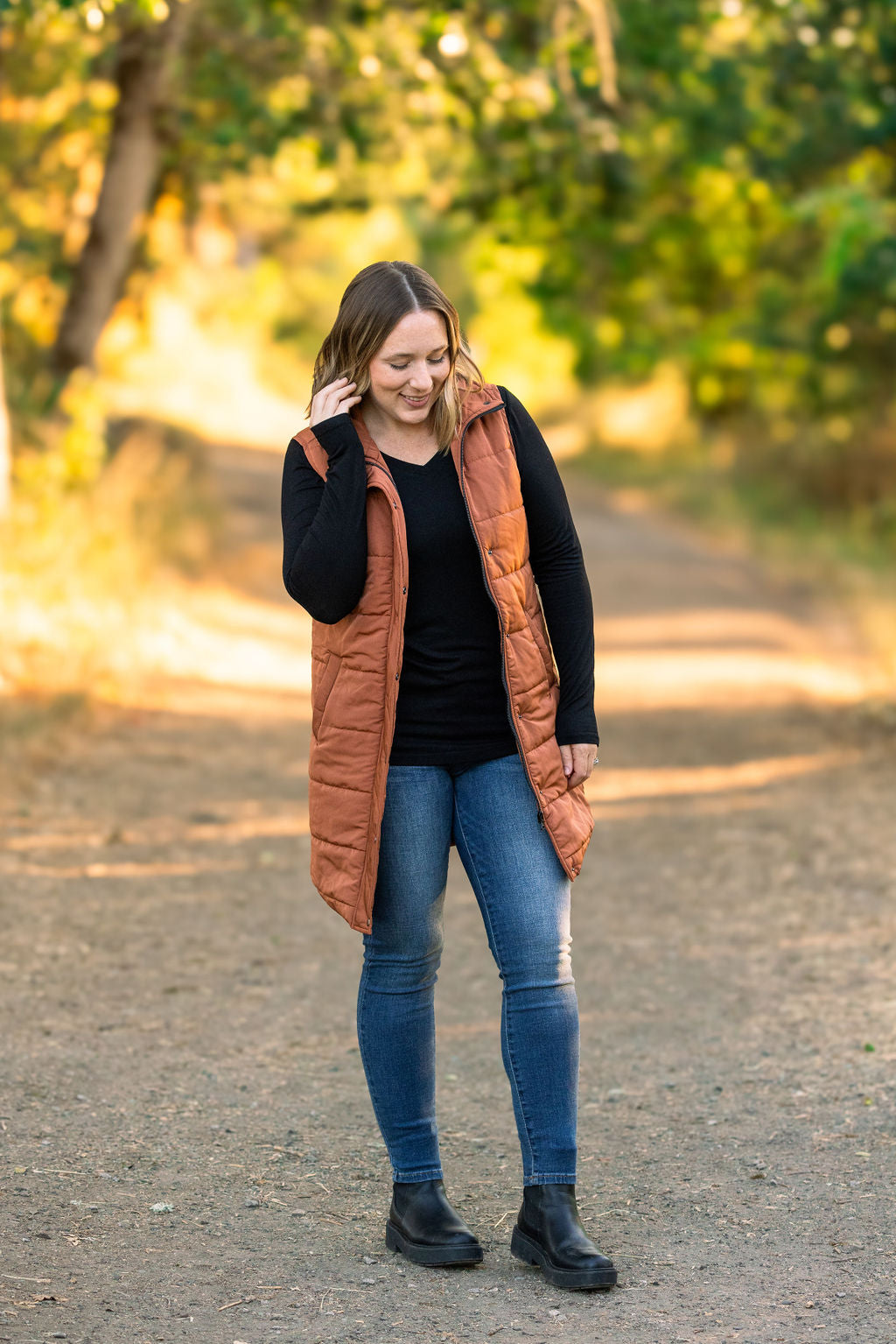 Harlow Long Vest - Cinnamon