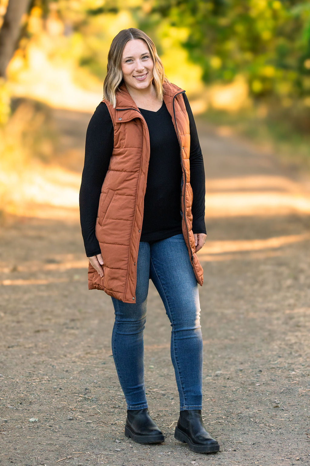 Harlow Long Vest - Cinnamon