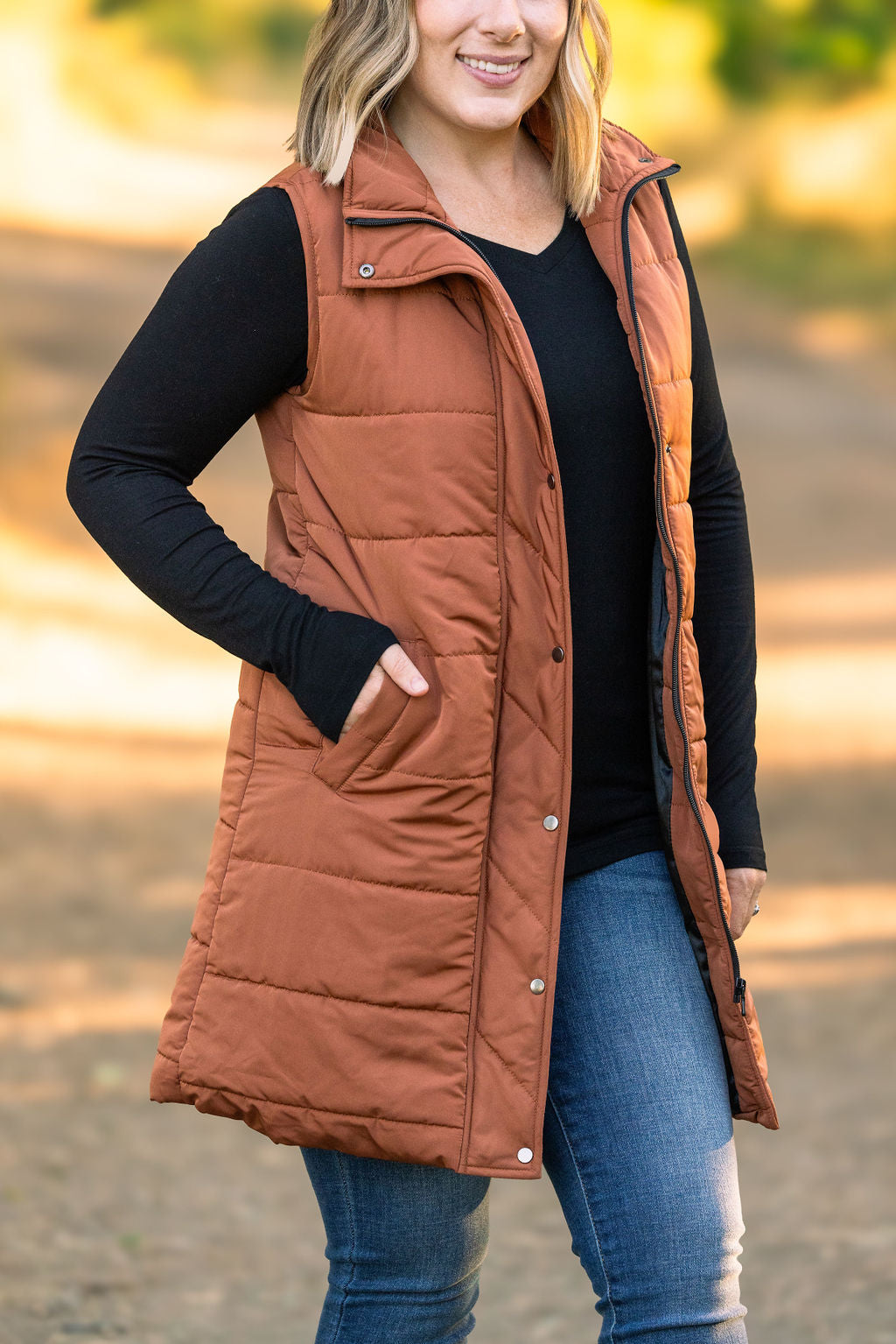 Harlow Long Vest - Cinnamon