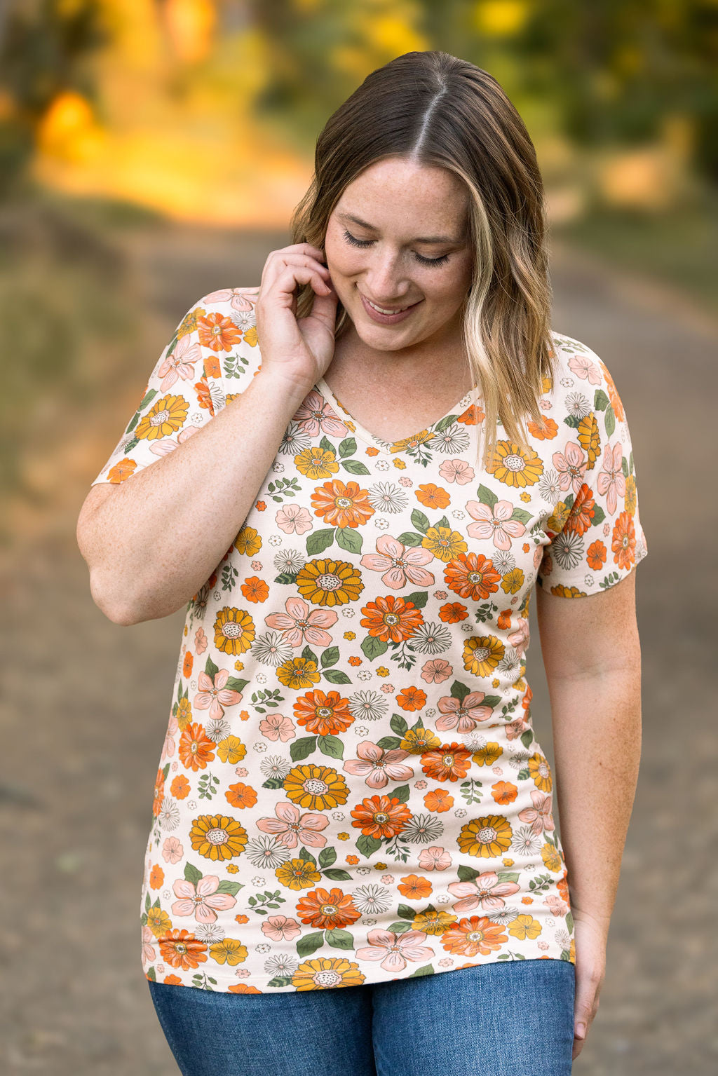 Chloe Cozy Tee - Fall Boho Floral FINAL SALE