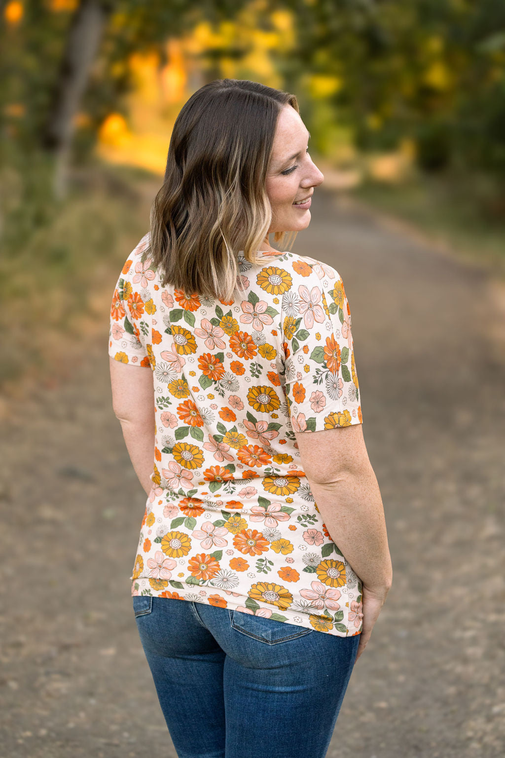 Chloe Cozy Tee - Fall Boho Floral FINAL SALE