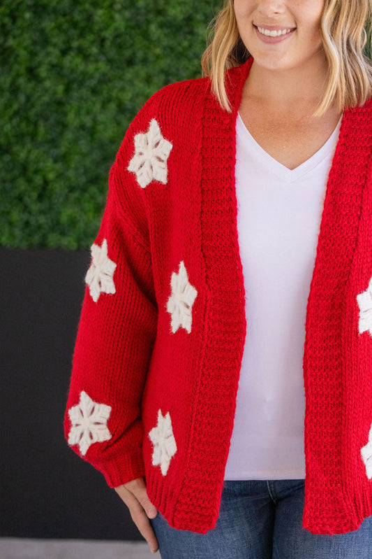 IN STOCK Snowflake Cardigan - Red FINAL SALE