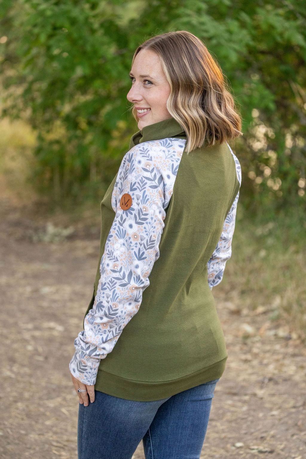 IN STOCK Zoey ZipCowl - Olive and Boho Floral FINAL SALE