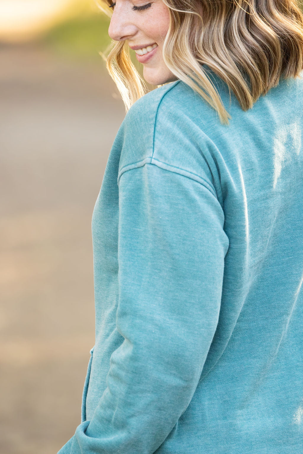 Vintage Wash Pocket Pullover - Teal