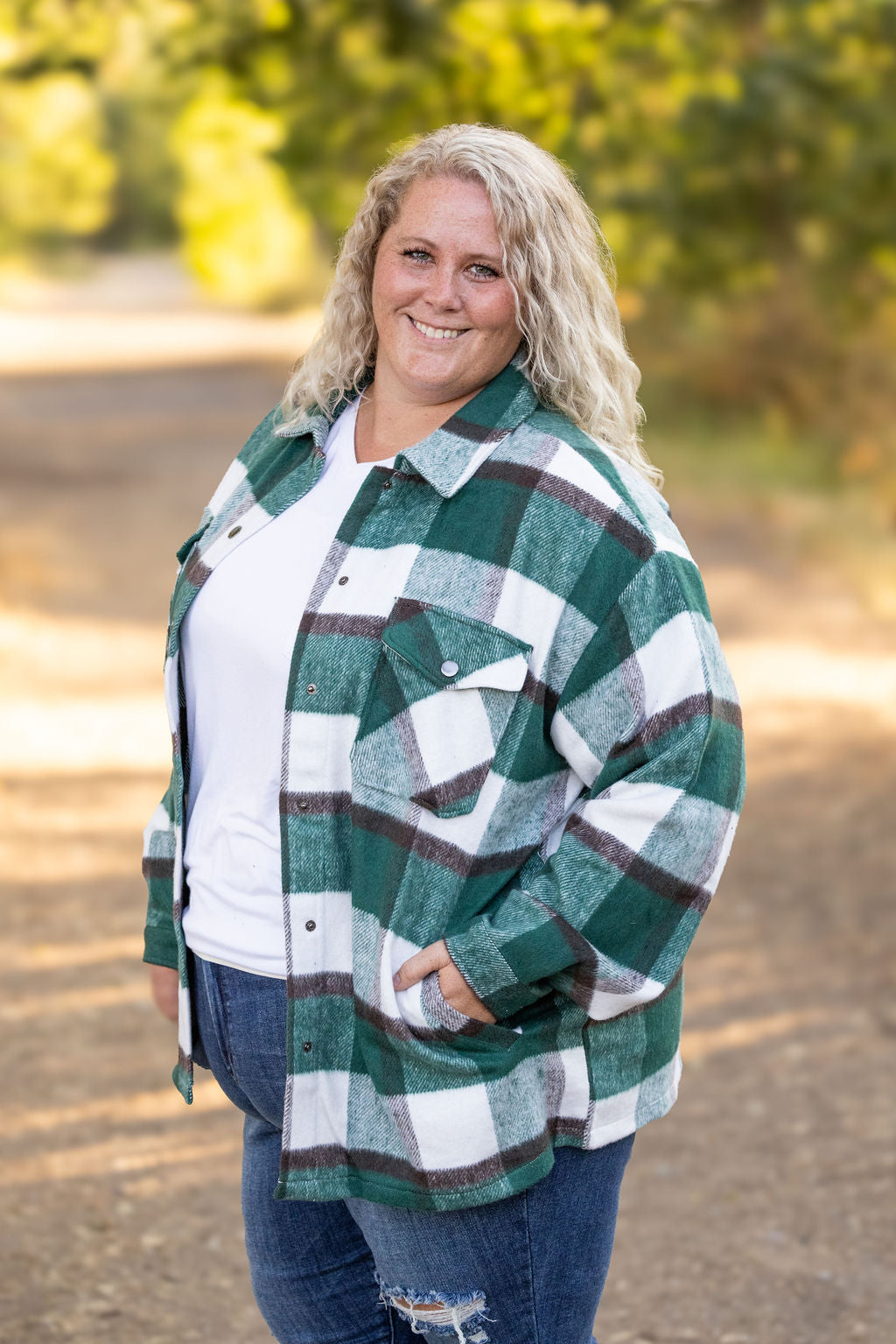 Norah Plaid Shacket - Classic Green and Grey Mix