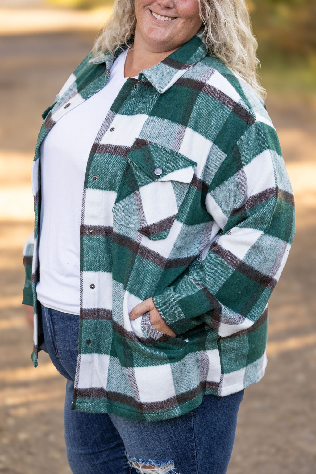 Norah Plaid Shacket - Classic Green and Grey Mix