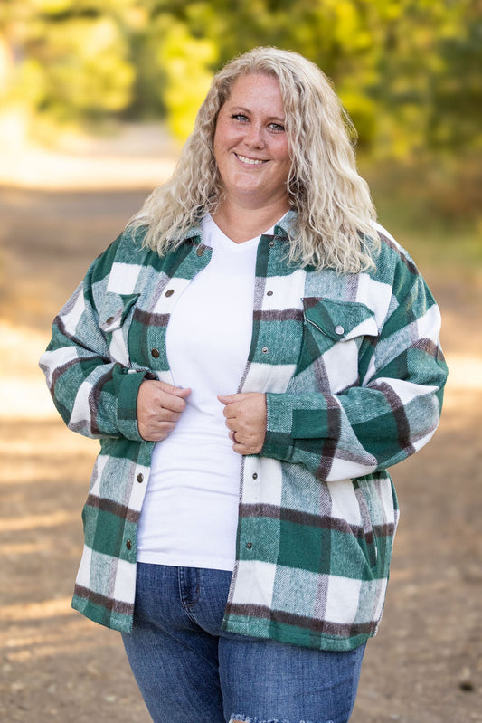 Norah Plaid Shacket - Classic Green and Grey Mix