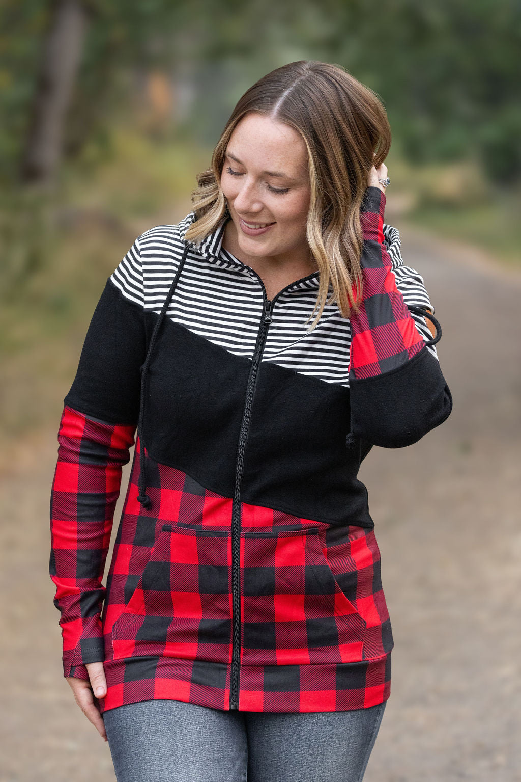 Colorblock Fullzip - Plaid and Stripes