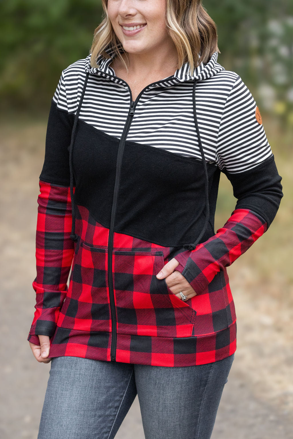 Colorblock Fullzip - Plaid and Stripes