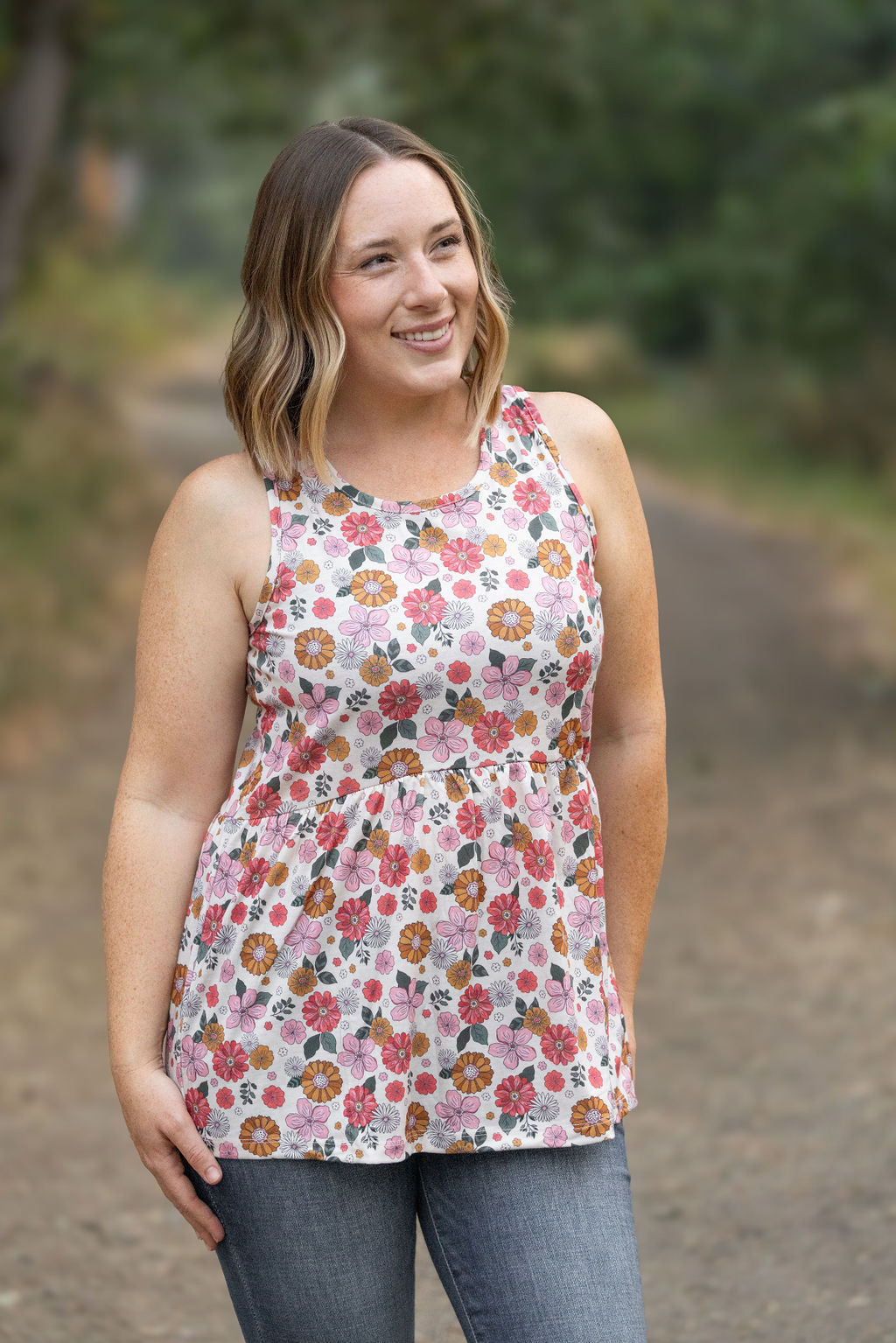 Renee Ruffle Tank - Fall Boho Floral FINAL SALE