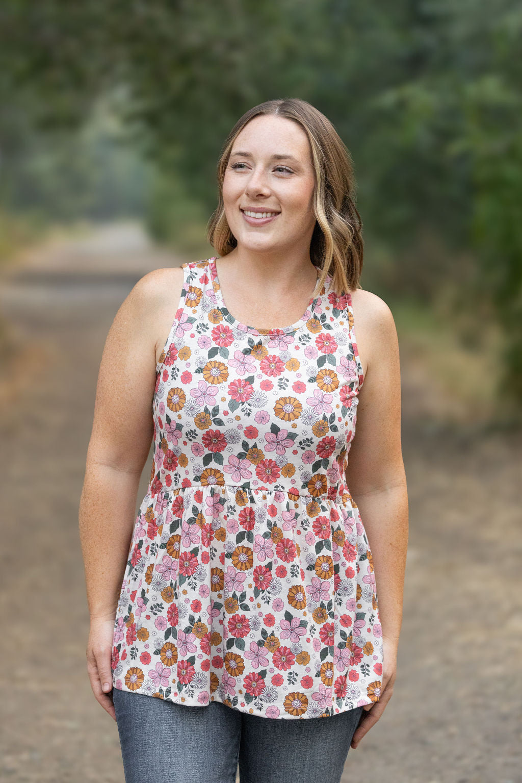 Renee Ruffle Tank - Fall Boho Floral FINAL SALE