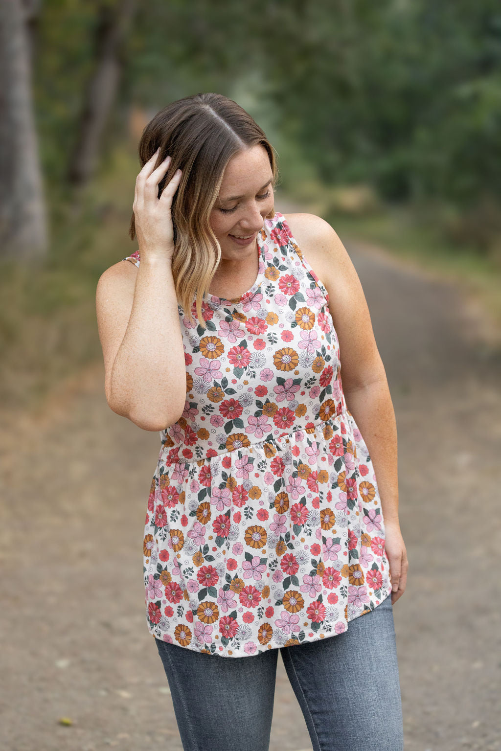 Renee Ruffle Tank - Fall Boho Floral FINAL SALE